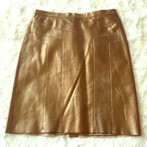 BCBG Maxaxazria Gold Leather Skirt